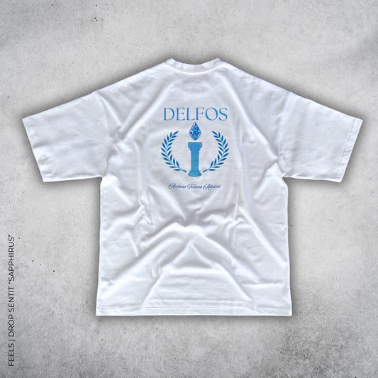 Diseño estampado polera oversize blanca Sapphirus - Feels Chile
