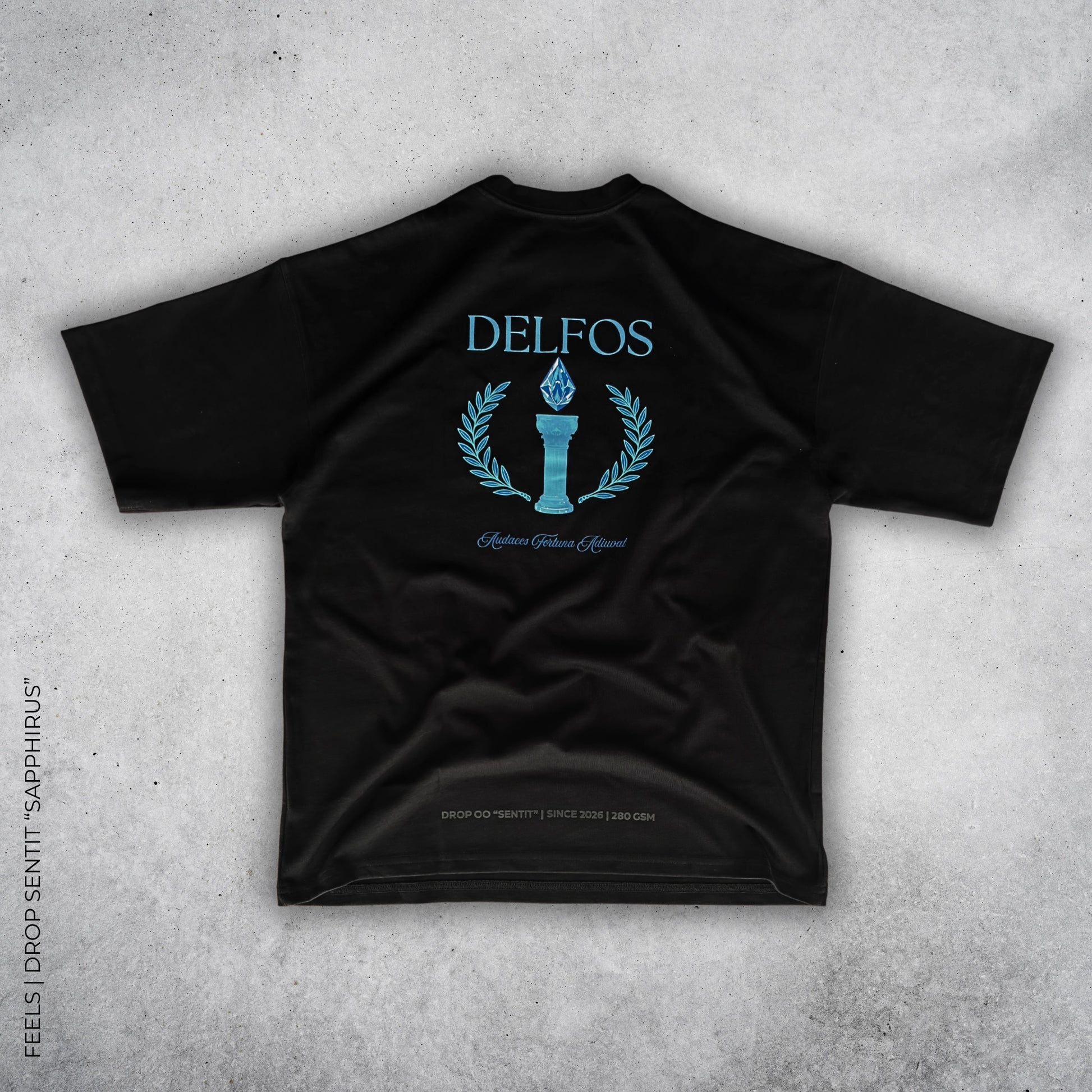 Diseño estampado polera oversize negra Sapphirus - Feels Chile