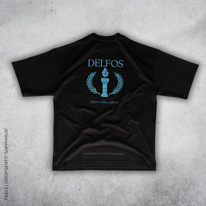 Diseño estampado polera oversize negra Sapphirus - Feels Chile