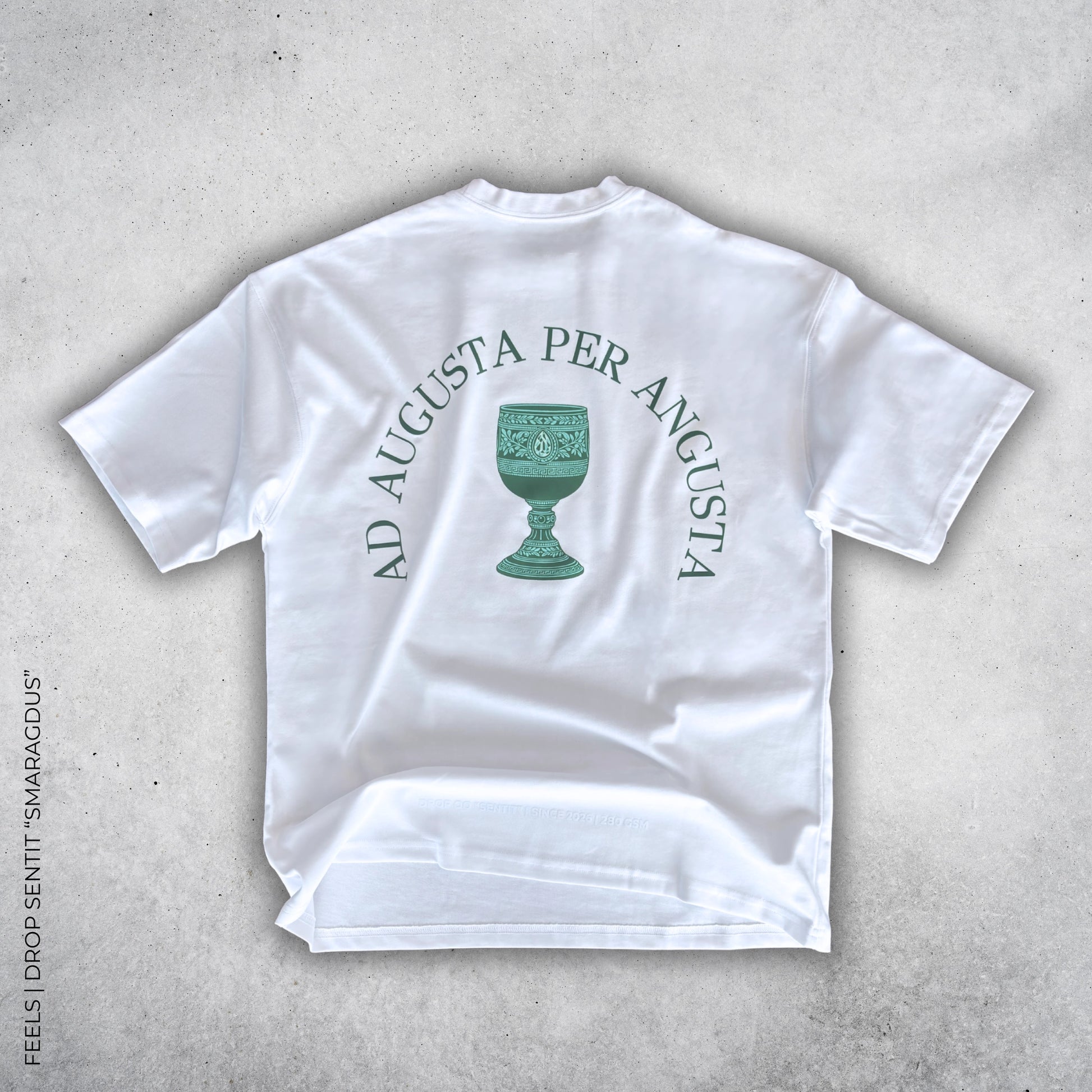 Diseño estampado polera oversize blanca Smaragdus - Feels Chile
