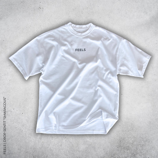 Polera oversize blanca Sapphirus 280 GSM frontal - Feels Chile