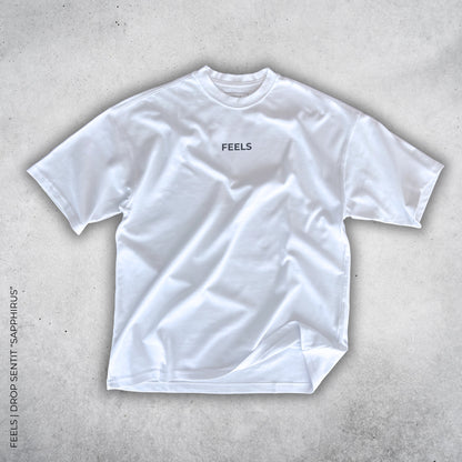 Polera oversize blanca Smaragdus 280 GSM frontal - Feels Chile