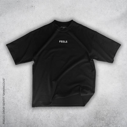 Polera oversize negra Smaragdus 280 GSM frontal - Feels Chile